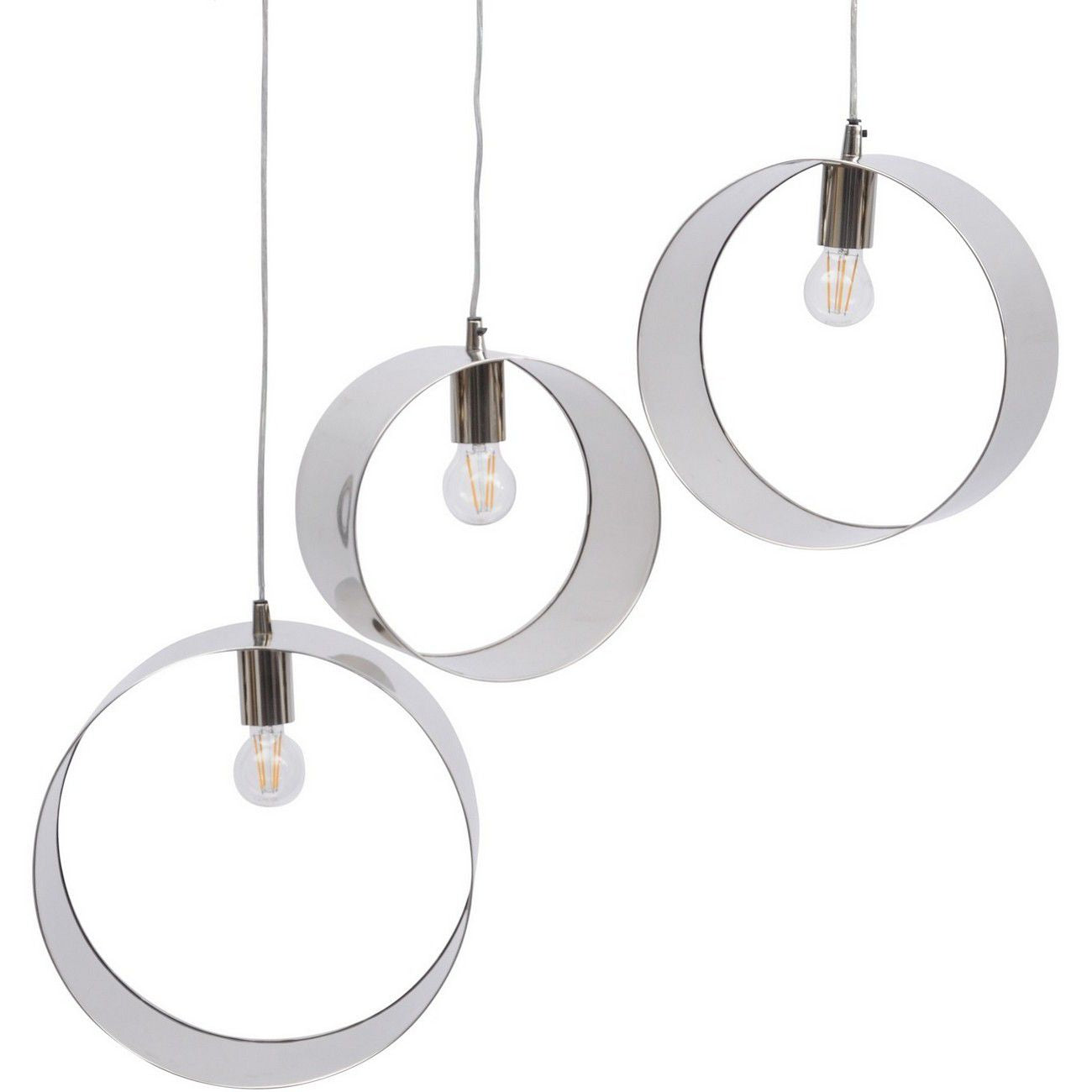 Set of 3 Ara Silver Ring Pendant Lights